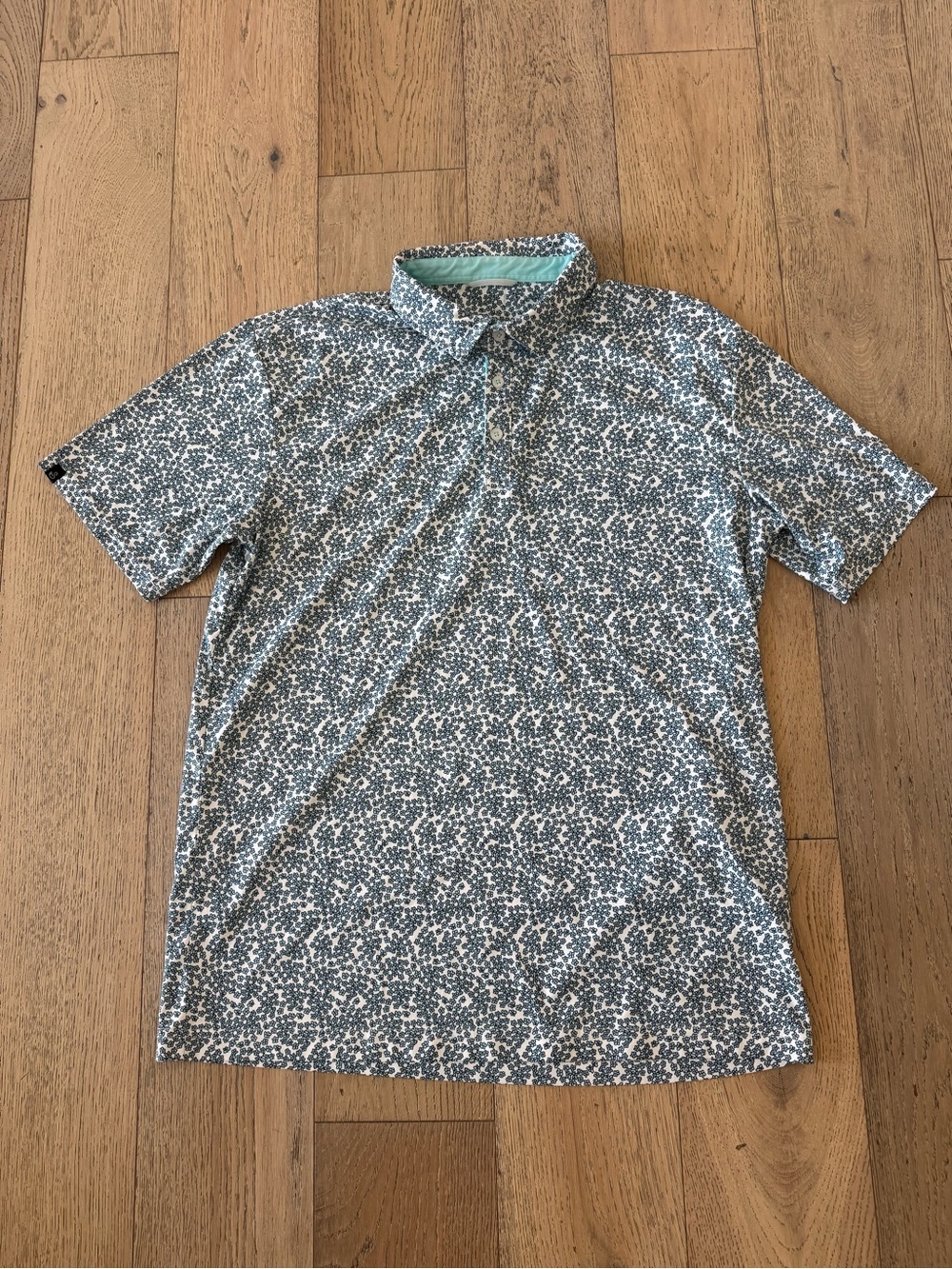 Swannies Mens Floral Polo Shirt Large White Blue